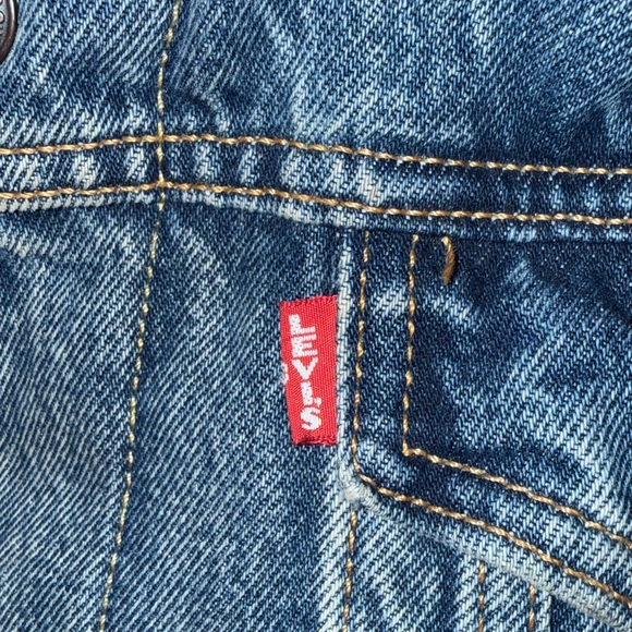 Levi's Big E.  Blue Denim Sherpa with custom Anarchy stitching on back. XL - Picture 4 of 5